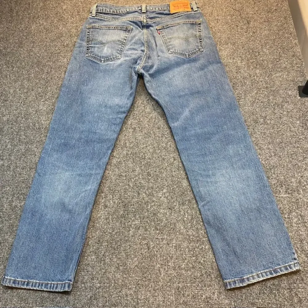 Levis 505 Men 34x30 Light Wash Denim Blue Jeans Straight Leg Regular Fit Casual